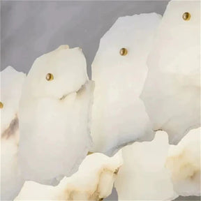 Alabaster Oval Chandelier with Rod, Dining Room Chandelier