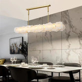 Alabaster Oval Chandelier with Rod, Dining Room Chandelier