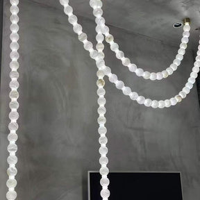 Alabaster Pearl Necklace Chandelier - 4 - Strips L 145.7″ + 116.9″ + 220.5″ + 244.9″Gold & WhiteMerlinlamps