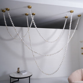 Alabaster Pearl Necklace Chandelier - Total Length 100cm / L 39.4″Gold & WhiteMerlinlamps