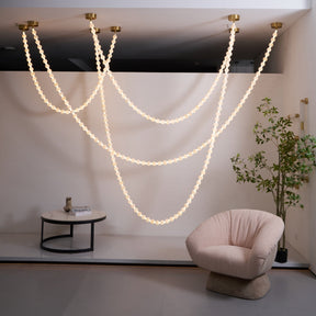 Alabaster Pearl Necklace Chandelier - Total Length 100cm / L 39.4″Gold & WhiteMerlinlamps