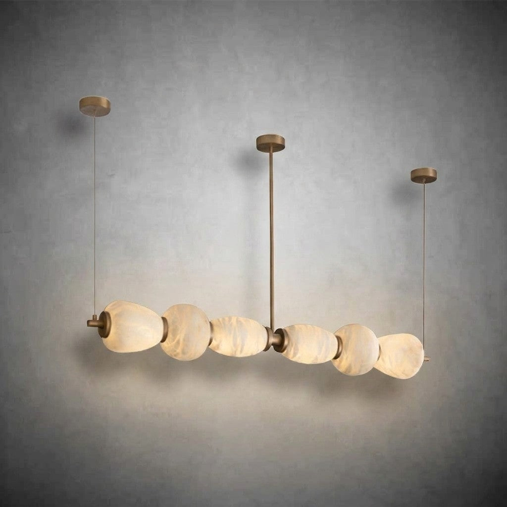 Alabaster Pebble Linear Chandelier