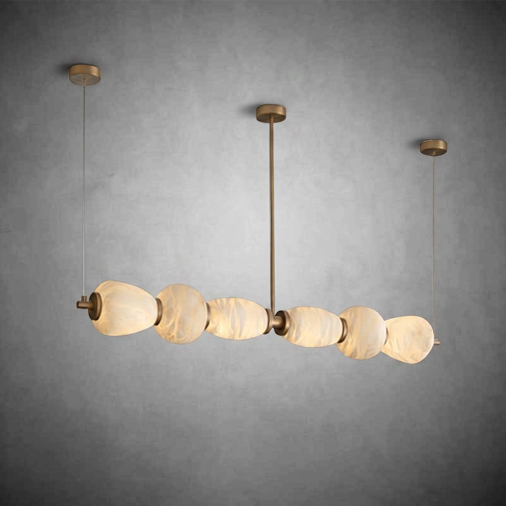 Alabaster Pebble Linear Chandelier
