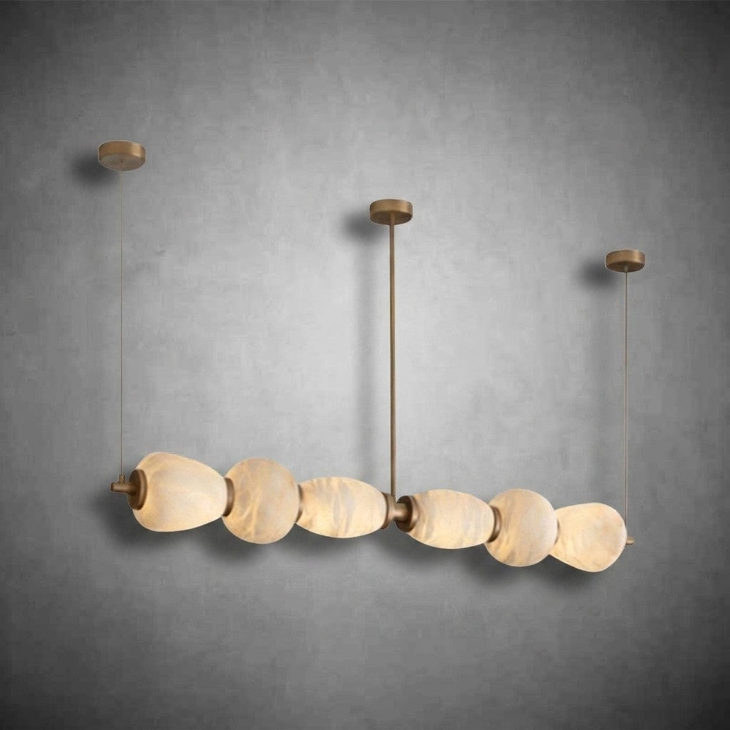 Alabaster Pebble Linear Chandelier