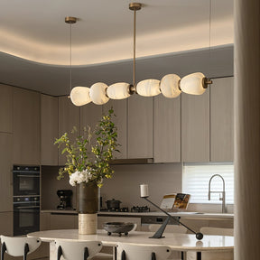 Alabaster Pebble Linear Chandelier - 60'' CustomizedGold & WhiteWarm LightBlushlighting
