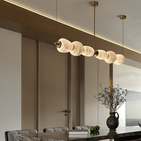 Alabaster Pebble Linear Chandelier - 60'' CustomizedGold & WhiteWarm LightBlushlighting