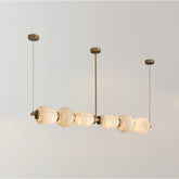 Alabaster Pebble Linear Chandelier - L 53.1″ x W 5.5″ x H 59.1″Gold & WhiteWarm LightBlushlighting