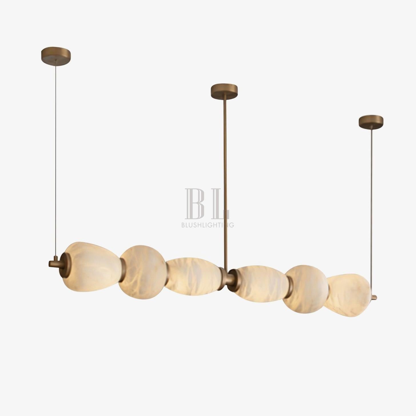 Alabaster Pebble Linear Chandelier - L 53.1″ x W 5.5″ x H 59.1″Gold & WhiteWarm LightBlushlighting