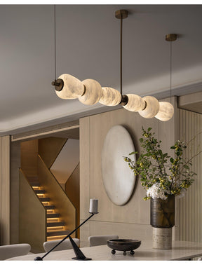 Alabaster Pebble Linear Chandelier - L 53.1″ x W 5.5″ x H 59.1″Gold & WhiteWarm LightBlushlighting