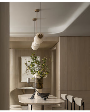 Alabaster Pebble Linear Chandelier - L 53.1″ x W 5.5″ x H 59.1″Gold & WhiteWarm LightBlushlighting