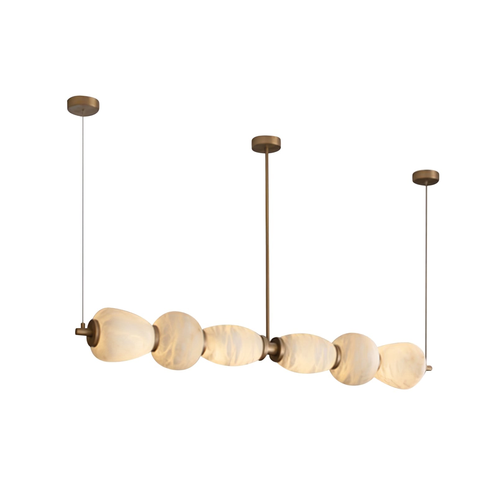 Alabaster Pebble Linear Chandelier - L 53.1″ x W 5.5″ x H 59.1″Gold & WhiteWarm LightBlushlighting