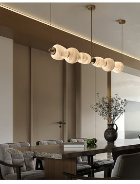 Alabaster Pebble Linear Chandelier - L 53.1″ x W 5.5″ x H 59.1″Gold & WhiteWarm LightBlushlighting