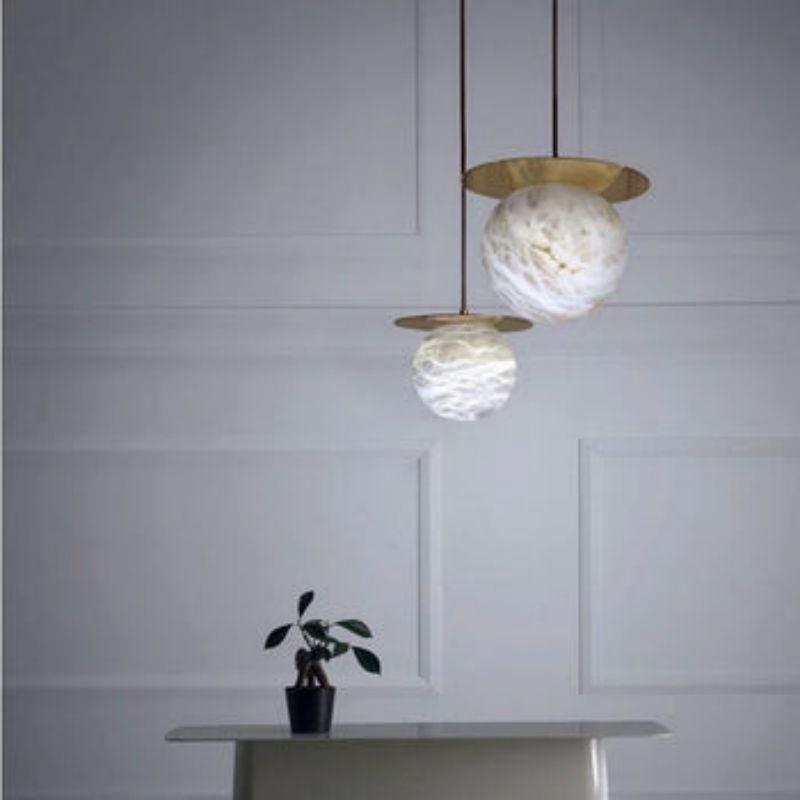 Alabaster Sphere Pendant Light Above Bed 壁灯灯具 rbrights   