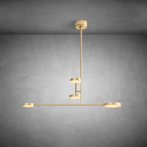 Brushed brass mobile-style chandelier with balanced geometric form