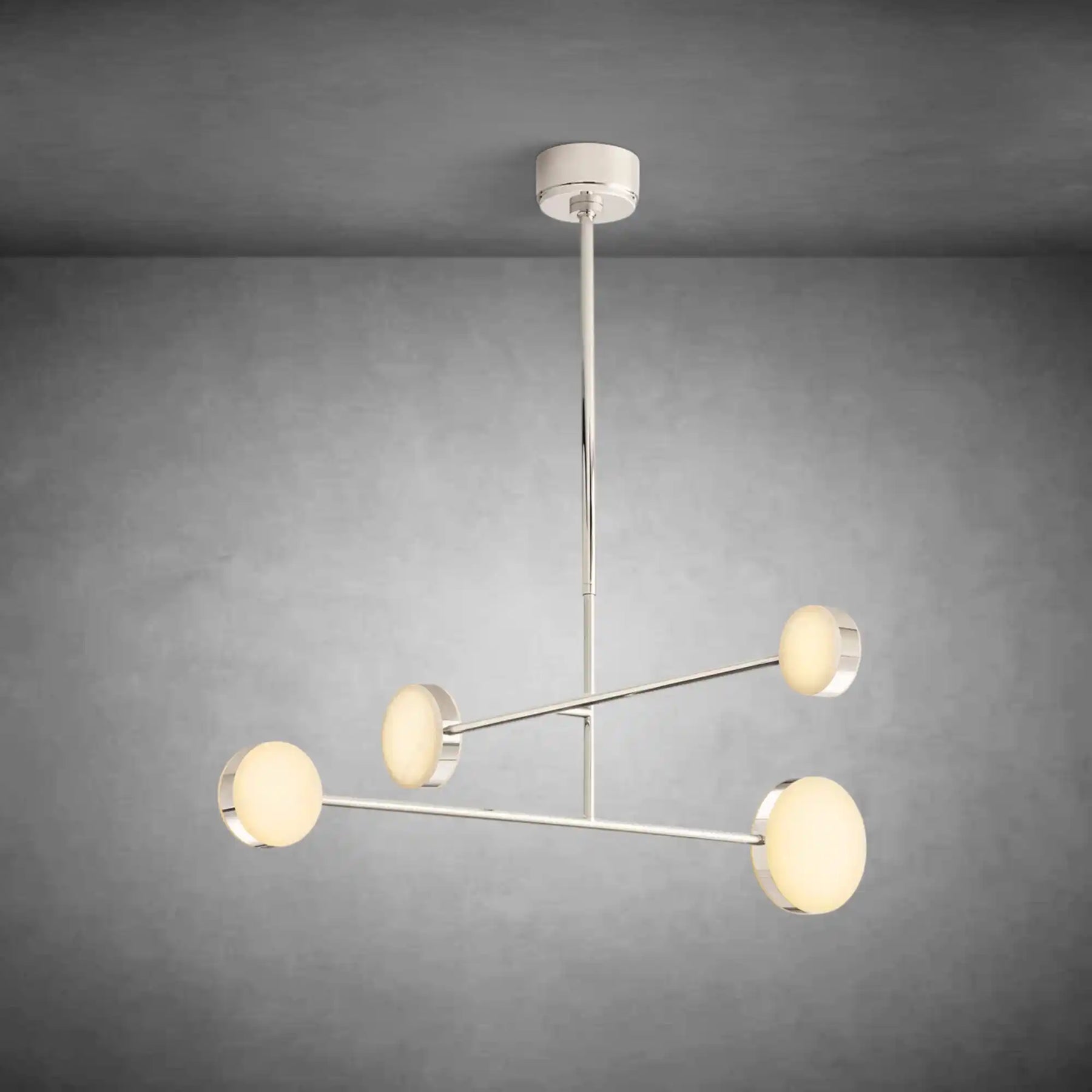 Shiny chrome mobile chandelier adding modern metallic detail