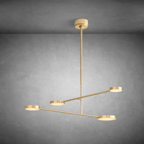 Brushed brass mobile-style chandelier with balanced geometric form