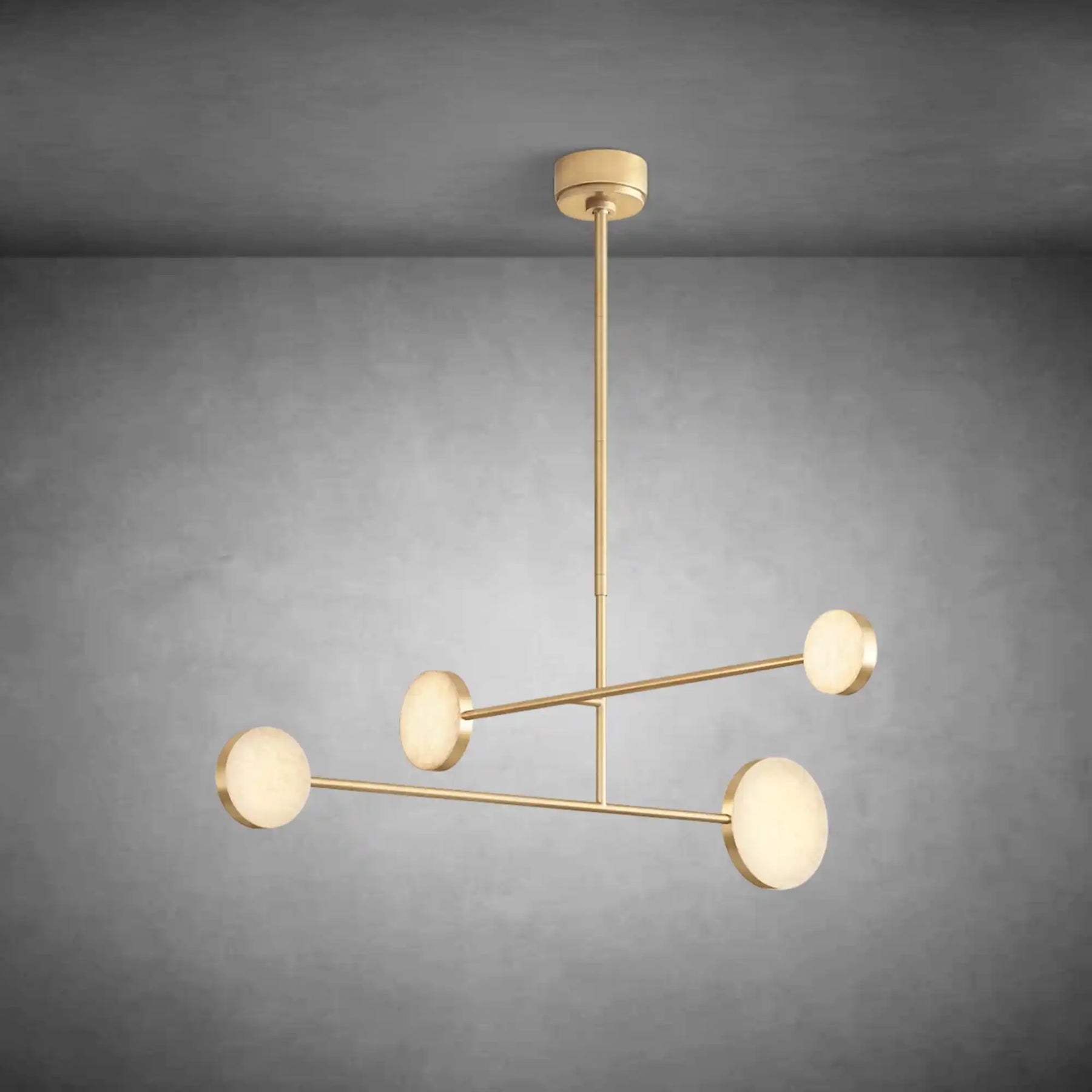 Brass Alexander Mobile Chandelier 36" with warm metallic tones