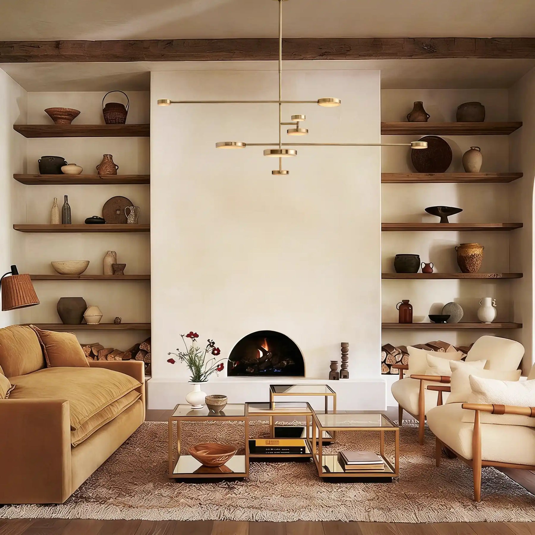 Alexander Mobile Chandelier 60" lighting a modern living room