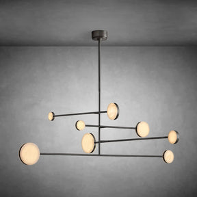 Modern black mobile chandelier featuring sculptural arms