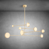 Brass Alexander Mobile Chandelier 60" with warm metallic tones