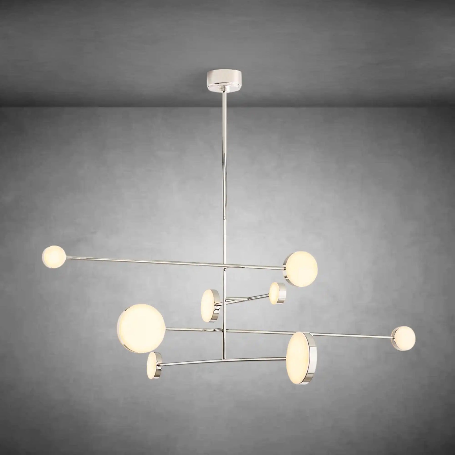 Chrome Alexander Mobile Chandelier 60" with reflective polished surface