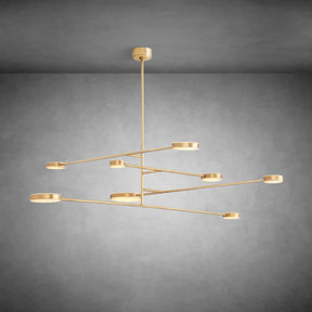 Sculptural brass Alexander Mobile Chandelier 46" with adjustable arms