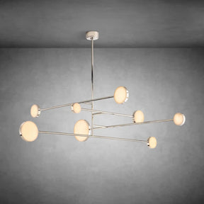 Modern nickel-finish Alexander Mobile Chandelier 72" with sculptural balance