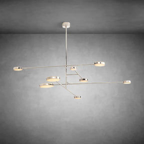 Sleek nickel mobile chandelier in 72-inch design