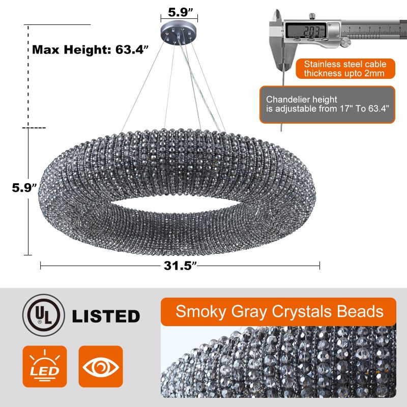 Alison Series Crystal Round LED Chandelier