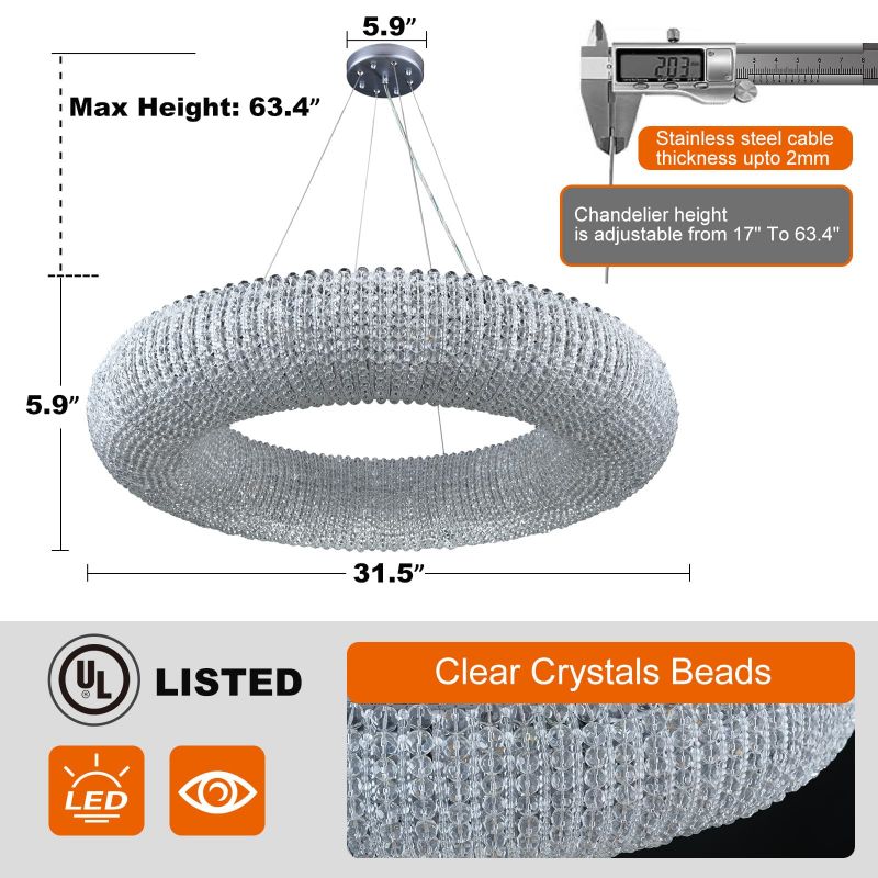 Alison Series Crystal Round LED Chandelier
