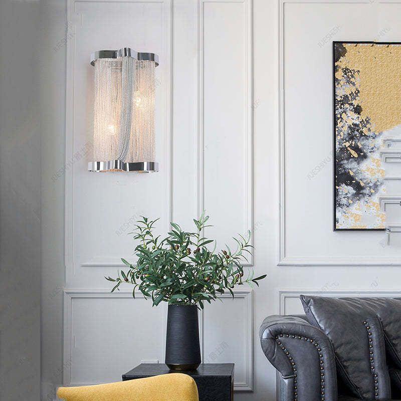 Aluminum Ashley Chain Tassel Wall Sconce