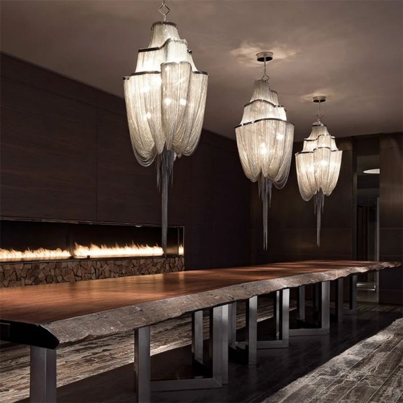 Aluminum Modern Chain Tassel Chandelier