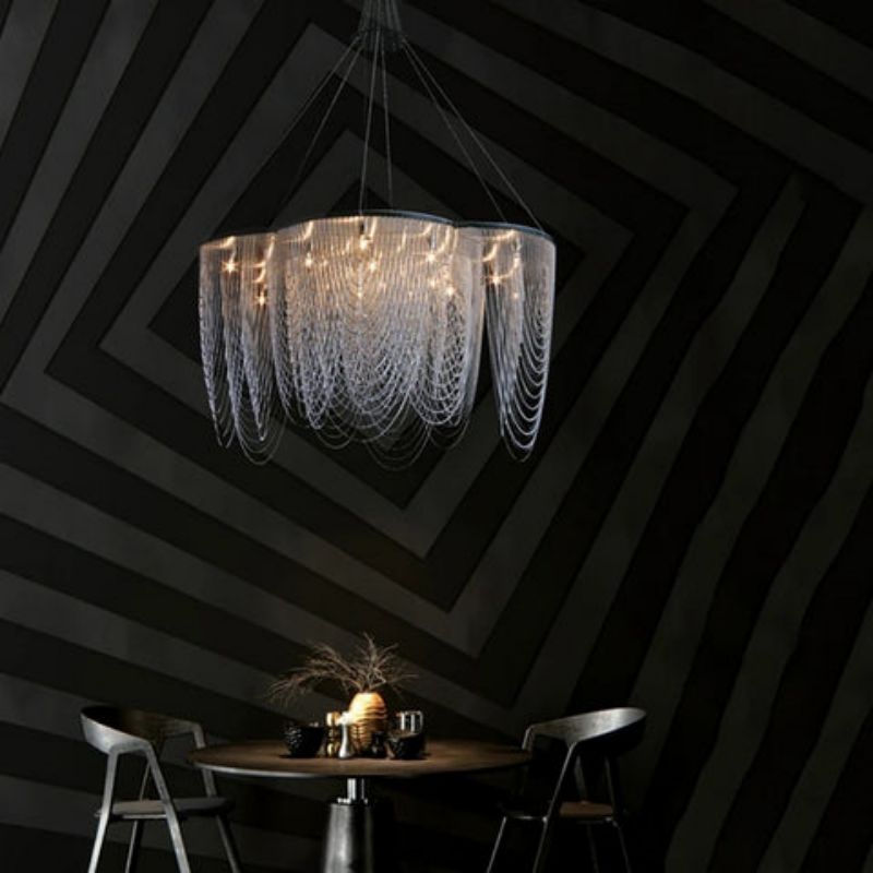 Aluminum Post-Modern Chain Flower Chandelier
