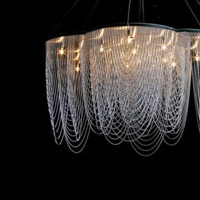 Aluminum Post-Modern Chain Flower Chandelier