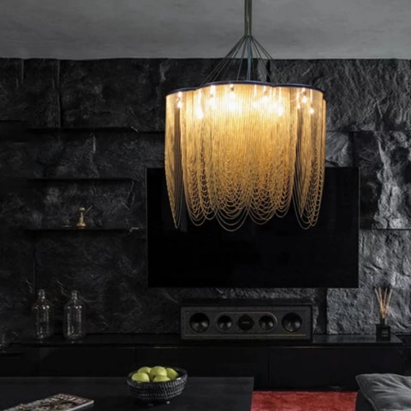 Aluminum Post-Modern Chain Flower Chandelier