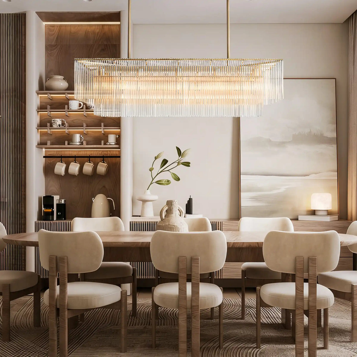 Amadeon Rectangular Chandelier 54" – Modern Linear Lighting for Dining Rooms