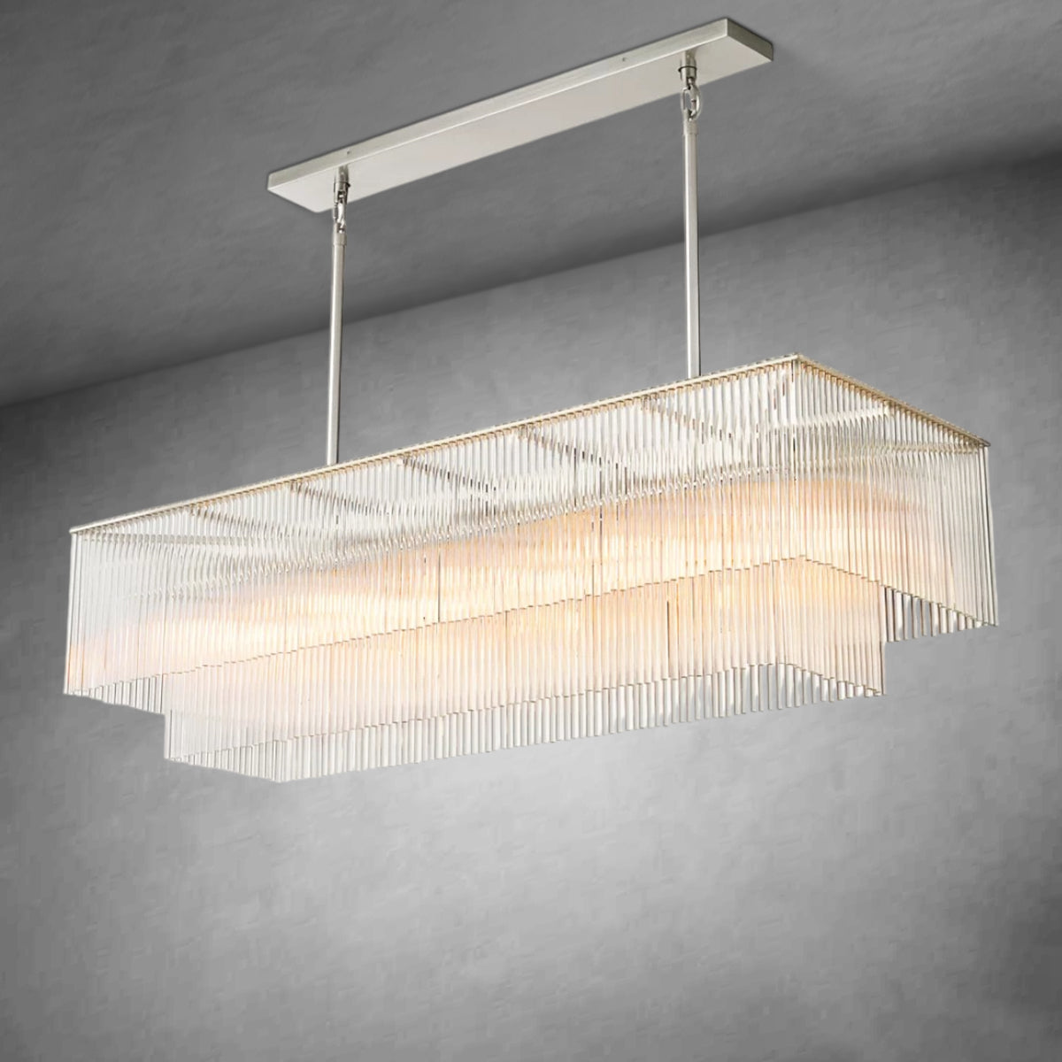 Amedio Rectangular Chandelier 54" – Modern Linear Lighting for Dining Rooms