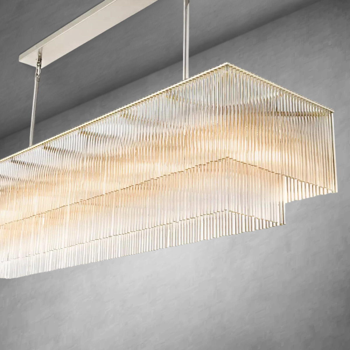 Amedio Rectangular Chandelier 54" – Modern Linear Lighting for Dining Rooms