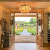 Amber 17" Modern Crystal Glass Chandelier for Elegant Ceiling Lighting