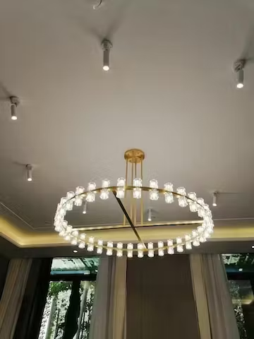 Anchon Crystal Cup Round Chandelier 36", K9 Crystal Chandeliers for Living Room