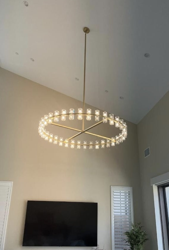 Anchon Crystal Cup Round Chandelier 60", Decoration Chandelier Modern for Living Room