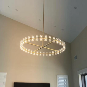 Anchon Crystal Shades Round Chandelier 48", Decorative Modern Chandeliers