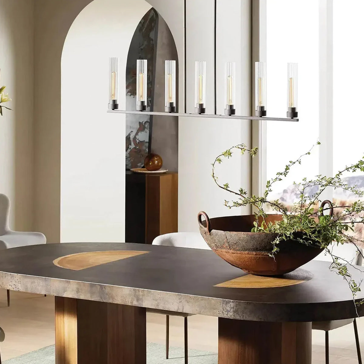 Andreas Glass Linear Chandelier Lighting