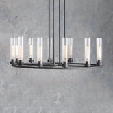 Andreas Round Glass Chandelier 30"W 40"W-Chandelier-Merlin Lamps-Black-10 Light-merlinlamps
