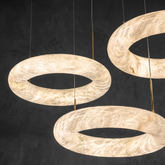 Alabaster Round Chandelier in brass