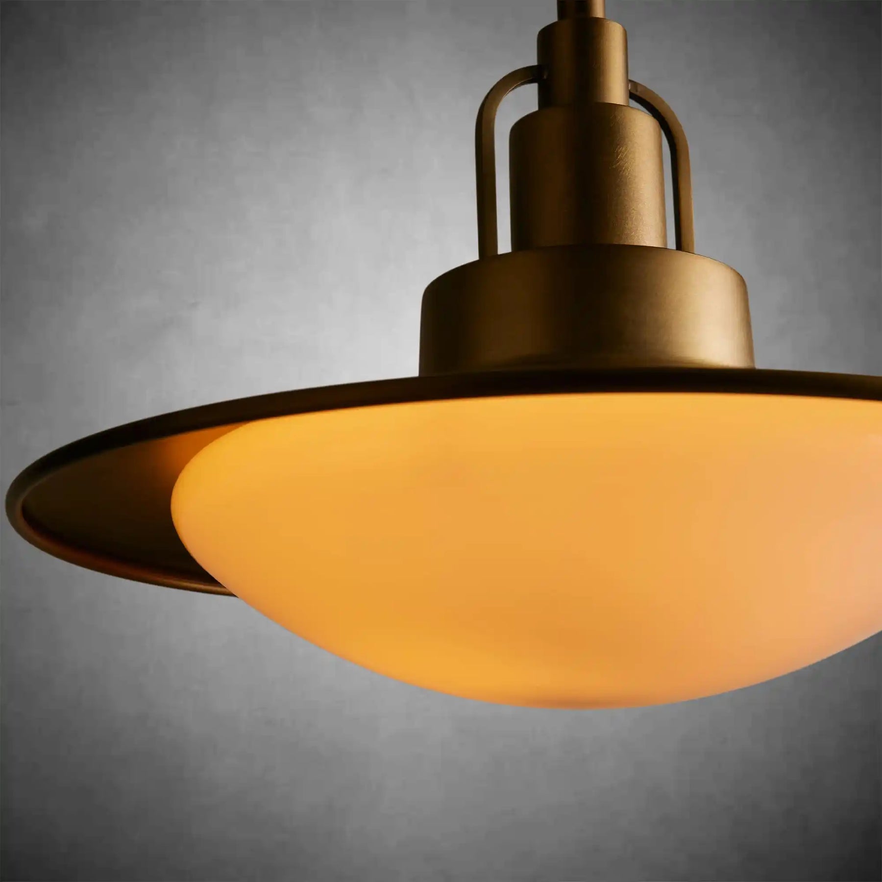 Argent Brass Finish Iron Pendant Light with Opal Glass Dome