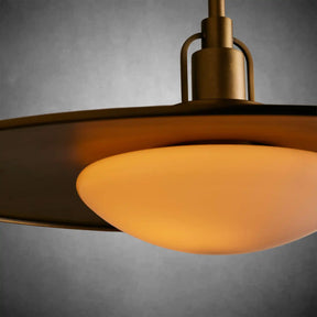 Argent Brass Finish Iron Pendant Light with Opal Glass Dome