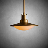 Argent Brass Finish Iron Pendant Light with Opal Glass Dome
