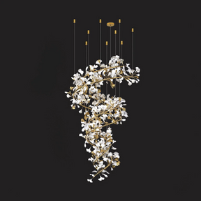 Art Design Ceramic Ginkgo Chandelier for Living Room/Staircase/Entryway/Foyer