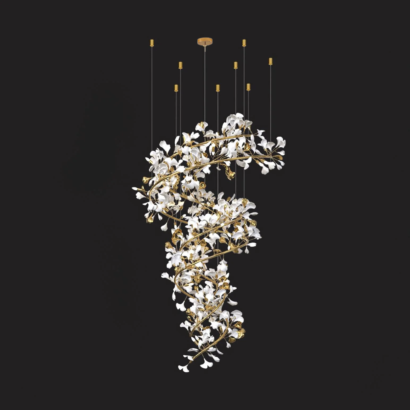 Art Design Ceramic Ginkgo Chandelier for Living Room/Staircase/Entryway/Foyer